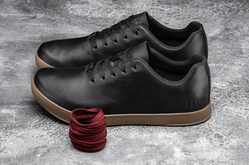 Nobull Dark Gum Leather Men's Trainers Black | USA M1402Q